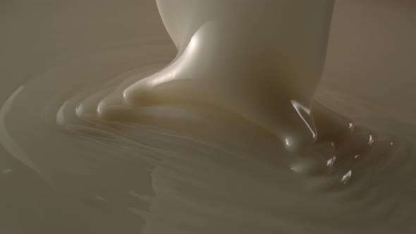 White Chocolate Pouring Down In Slow Motion Tabletop 4k alt