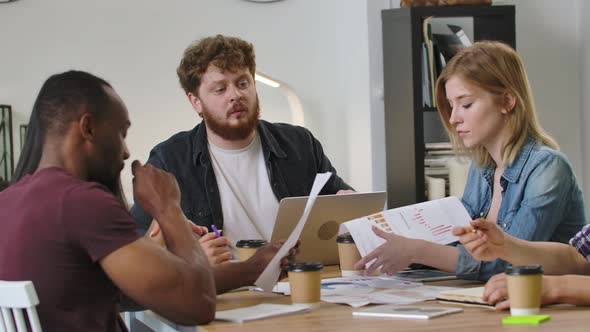 Friendly Diverse Colleagues Team Discuss Startup Project alt