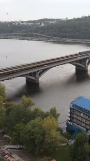 Vertical Video Aerial View of the Dnipro River  the Main River of Ukraine alt