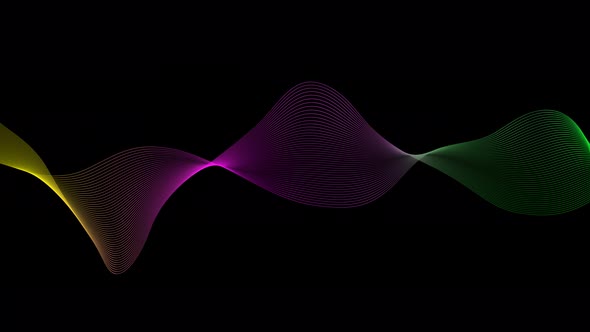 Gradient shape line wave animated on black background, Motion Graphics