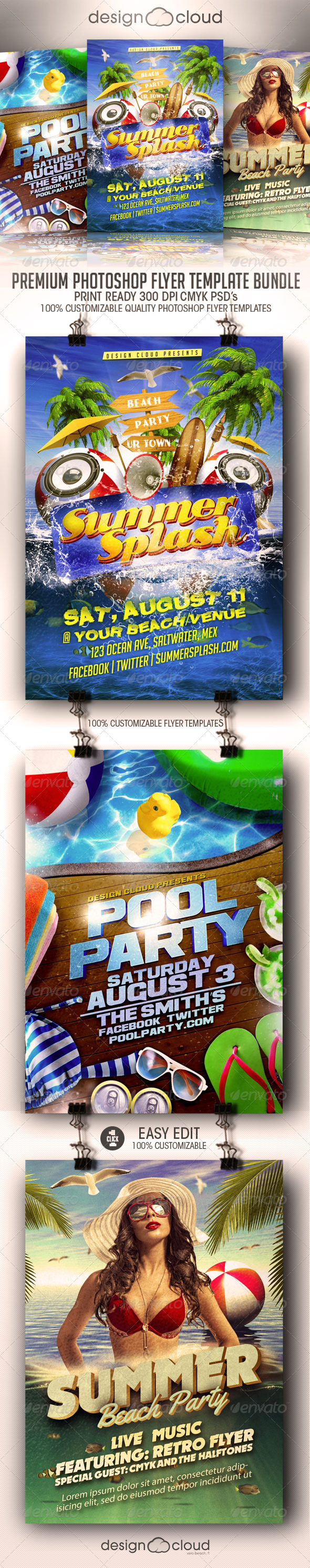 Summer Flyer Flyer Template Bundle Vol. 1 - Clubs & Parties Events