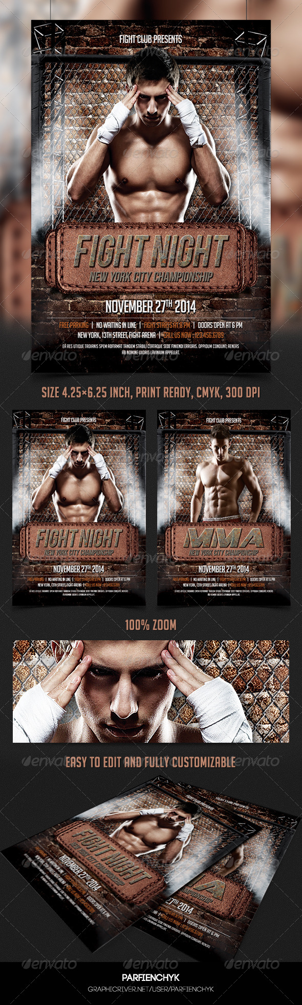 Fight Night Flyer Template - Sports Events