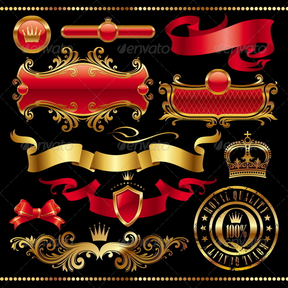 Set of Golden Royal Design Element - Decorative Vectors