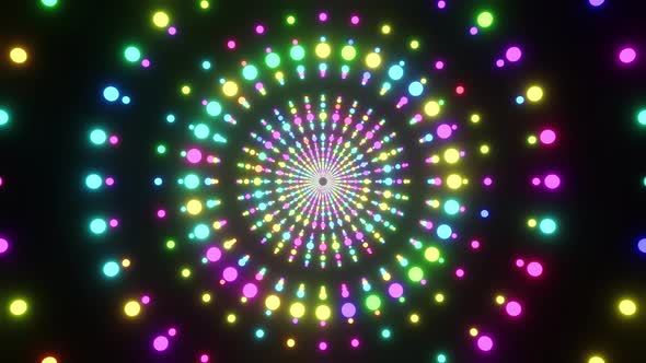 Ring Tunnel Of Neon Balls 4K alt
