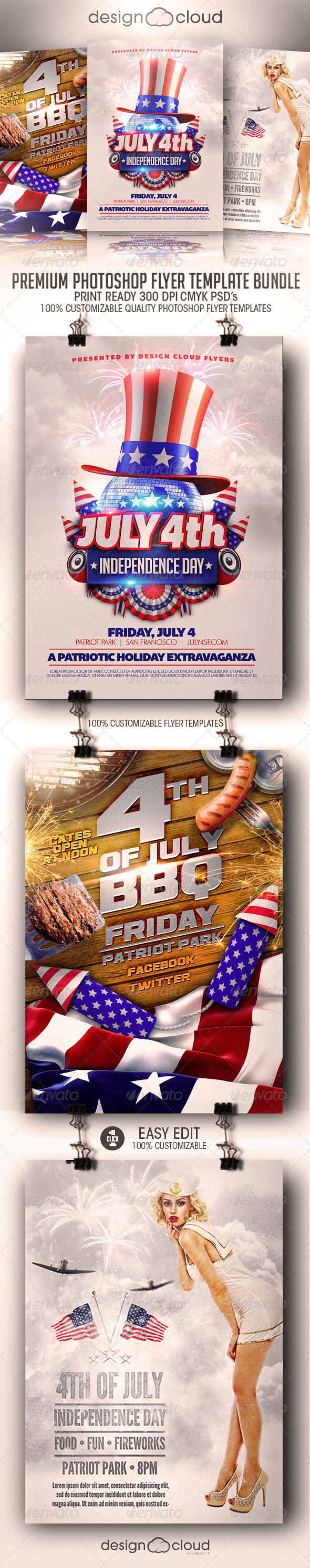 July 4th Independence Day Flyer Template Bundle - Events Flyers
