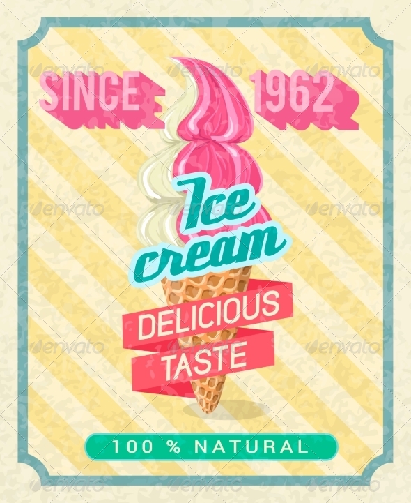 Poster with Strawberry Ice-Cream