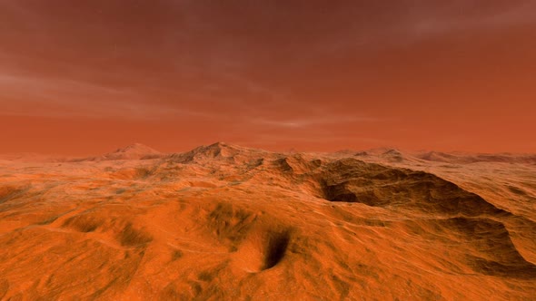 3D rendered Animation of a simulated flight over Plant Mars