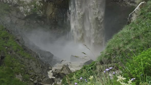 Sultan Waterfall in Caucasian Mountains alt