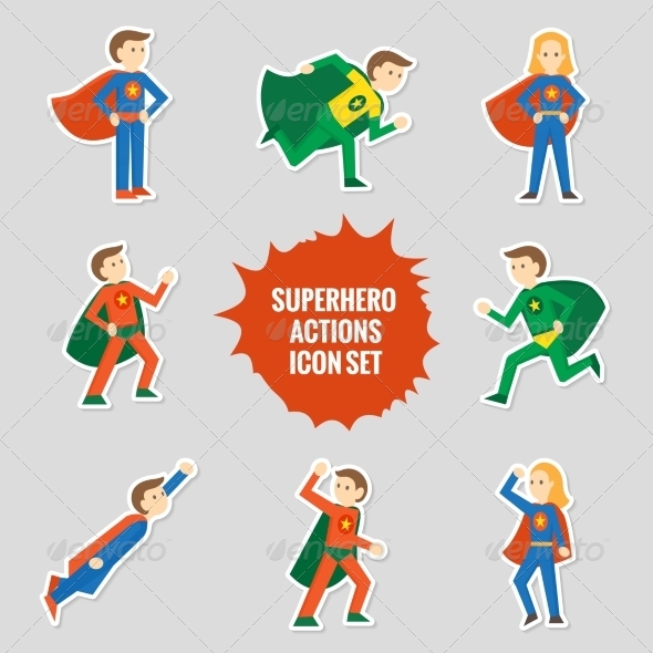 Set of Superheroes Stickers