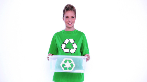 Environmental Activist Holding Plastic Box