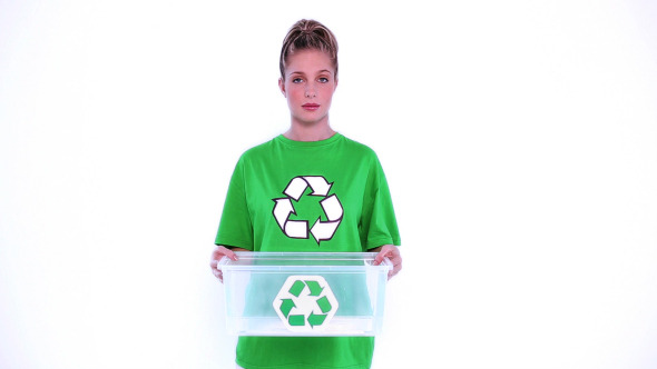 Desperate Environmental Activist Showing Plastic