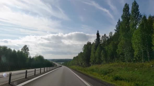 Sunny scandinavia day road travel