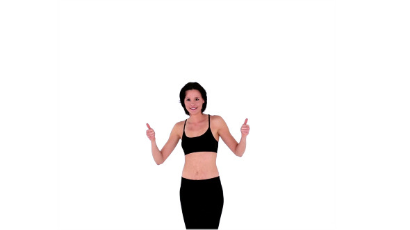 Slender Attractive Woman Showing Thumbs Up