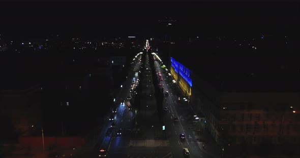 View of the Night Road in Kiev