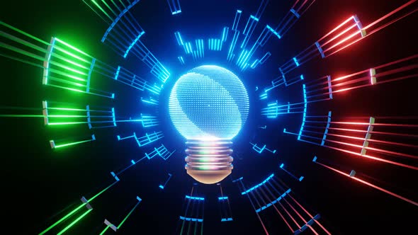 HD Light bulb connect data motion graphic background. Abstract idea concept