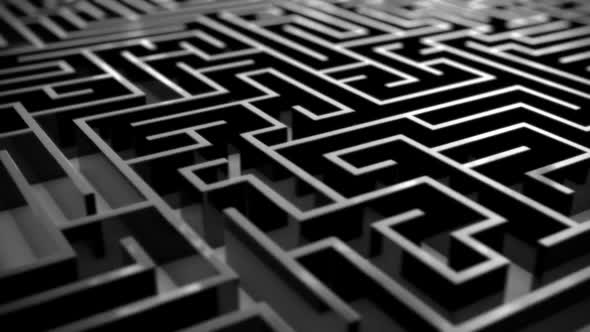 Seamless animation of the flight over an infinite black maze. Loopable. HD alt