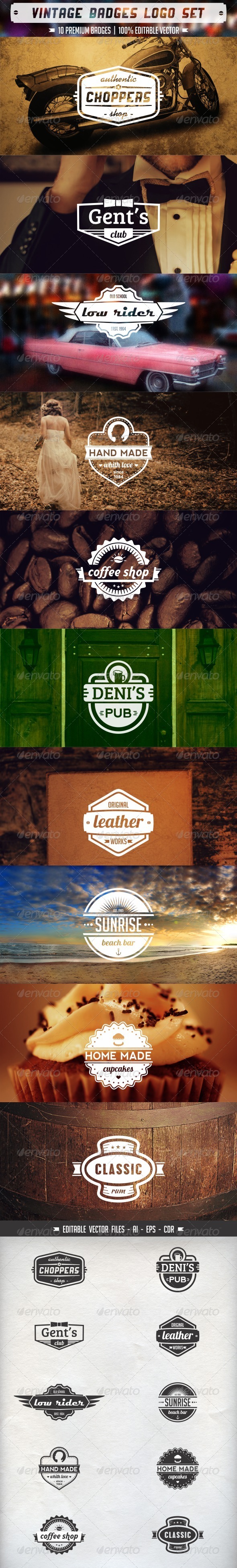 Vintage Badges Logo Set - Badges & Stickers Web Elements