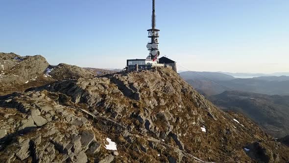 Ulriken tower over Bergen, Norway rise