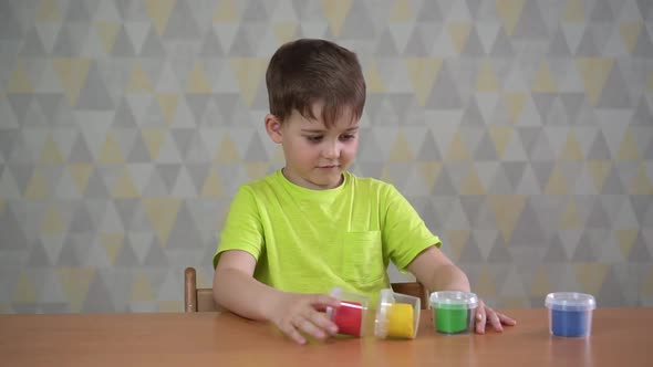 Seven-year-old Boy Playing with Plasticine