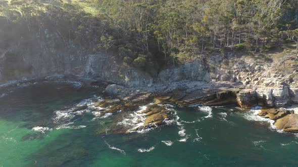 Alum Cliffs Seascape, Taroona, Tasmania Aerial Drone 4K alt