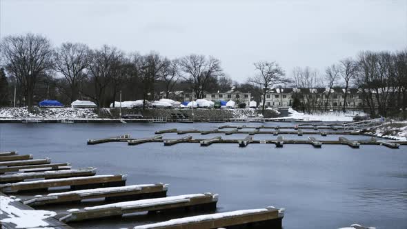 Empty Boat Marina on Candlewood Lake in the Winter alt