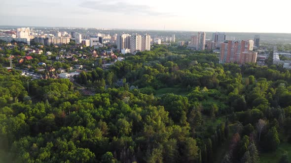 Aerial view green summer Sarzhyn Yar Kharkiv city
