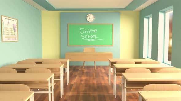 Online School Empty Classroom No students in class