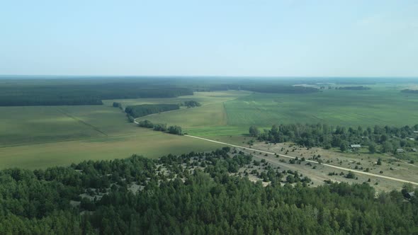 Rural Landscape. Green Forests And Fields. Overall Plan. Aerial Photography alt