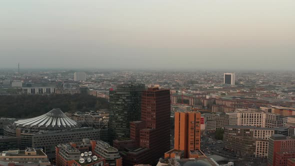 Panoramic Aerial View of Modern Buildings in Potsdamer Platz Neighbourhood alt
