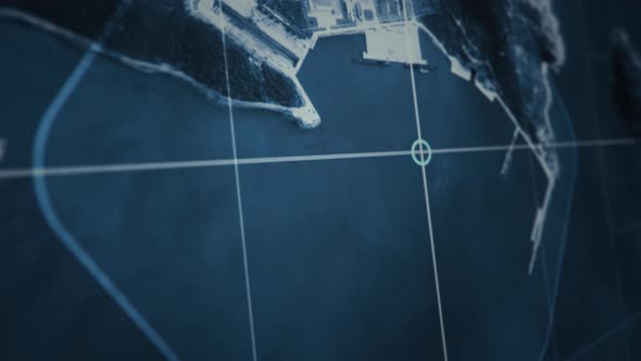 Map Scan in China. Satellite View of Naval Base, Submarines Detected. Secret spy alt