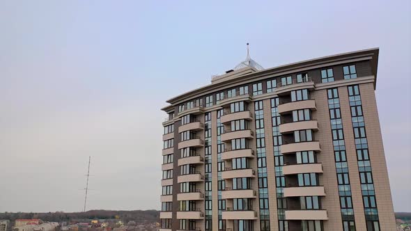 High residential buildings. Tall buildings with rental apartments for residents and commercial prope alt