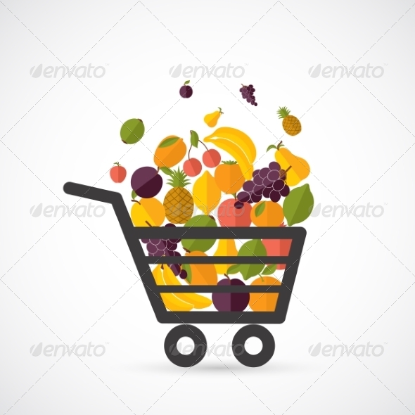 Shopping Cart with Fruits