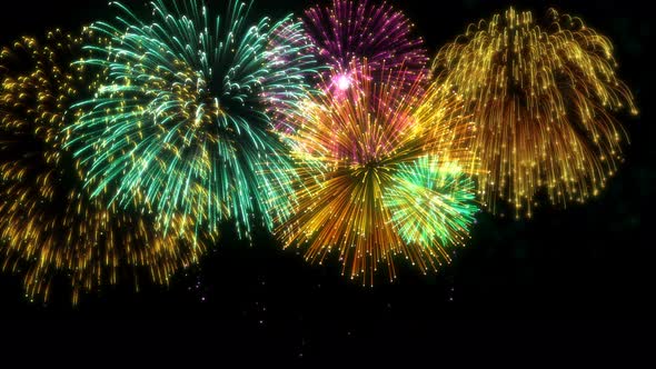 Looping Multicolored Isolated Fireworks