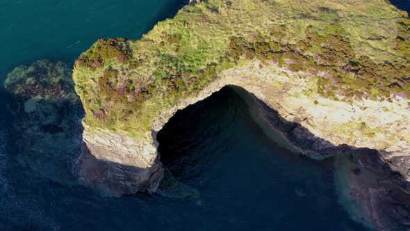 Aerial View of the Great Pollet Sea Arch Fanad Peninsula County Donegal Ireland alt