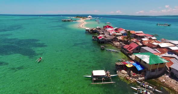 Flight Over the Island. Pandanon Island. Cebu. 03.2016. Aerial  alt