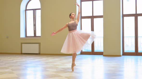 Beautiful Girl Dancer Performs Classical Ballet
