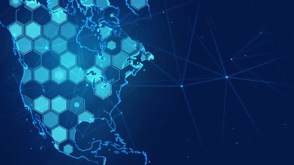 Digital Hexagon Background In America Map