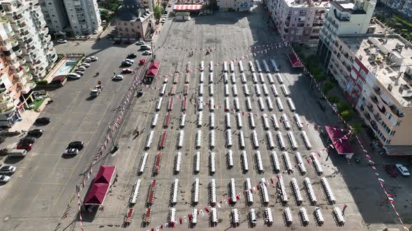Wedding preparation aerial view Turkey Alanya 4 K alt