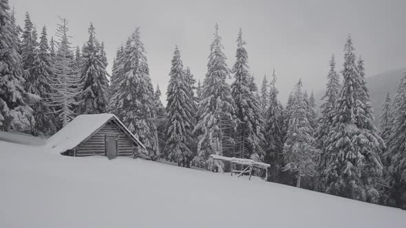 Fantastic Landscape with Snowy House