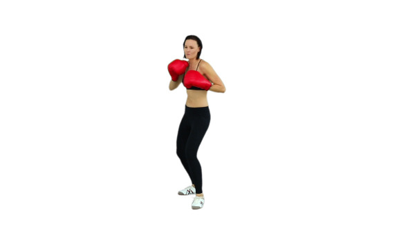 Fit Brunette Boxing With Red Gloves 4