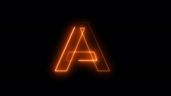 Neon animation seamless Letter A . 4K video background.