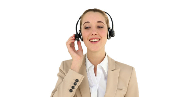 Smiling Call Centre Agent Talking On The Headset