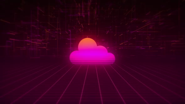 Synthwave Wireframe Net and Cloud 80s alt