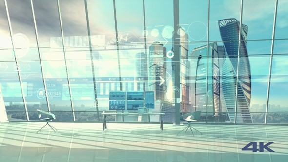Big Work Office Of The Trader And Animated Infographics 4K alt