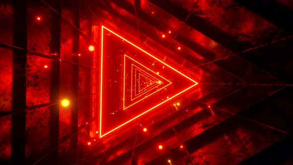 Seamless Loop Motion Graphics Of Flying Into Triangle Red Rotation Tunnel