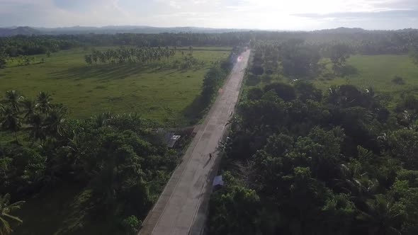 Aerial view of a Quiet Road in the Philippines
