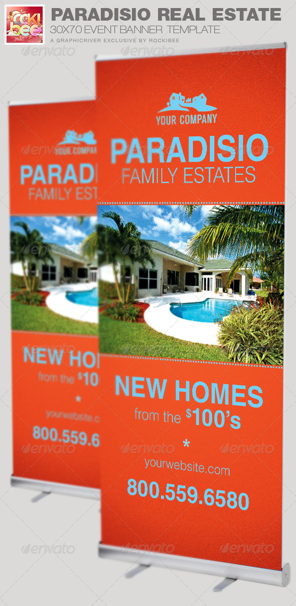 Paradisio Real Estate Banner Template - Signage Print Templates