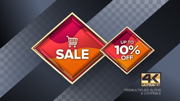 Sale 10% Gold Rotating Badge 4K Looping Design Element alt