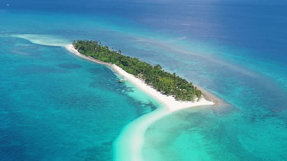 Aerial Panoramic View Of Long Sandbar At Kalanggaman Island Amidst Blue Pristine Ocean In The Provin alt