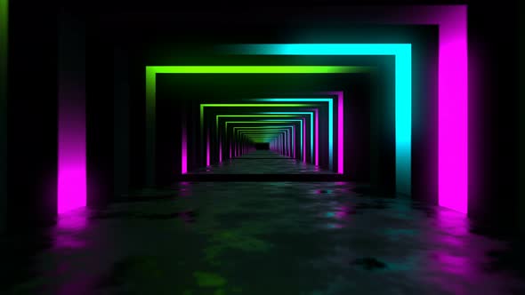 Neon Colored Loop Endless Road